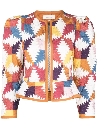 Isabel Marant Étoile Hafileal Quilted Patchwork Jacket In Neutrals