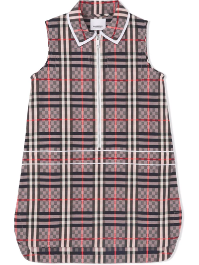 Burberry Kids' Girl's Carlotta Checkerboard Collared Dress In Pale Rose