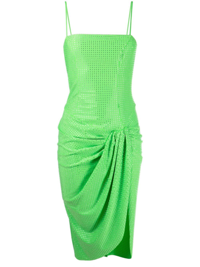 Giuseppe Di Morabito Draped Lycra Dress With Rhinestones In Green
