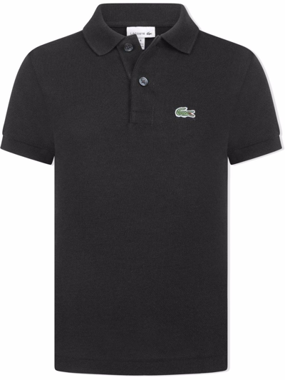 Lacoste Kids' Embroidered Logo Short-sleeve Polo Shirt In Black