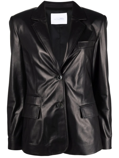 Drome Black Single-breasted Leather Blazer