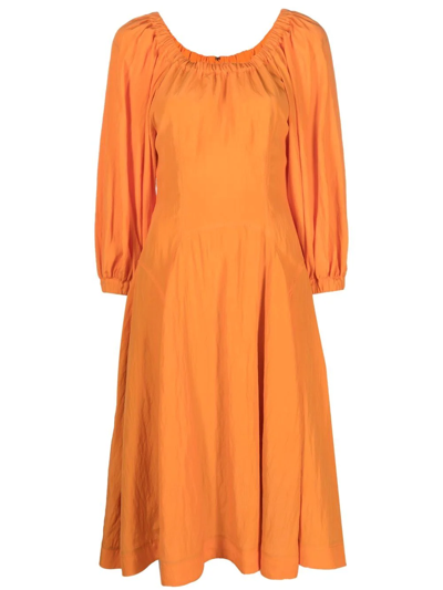 Rejina Pyo Puff-sleeves Midi Dress In Orange