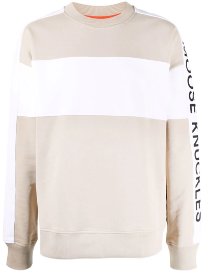 Moose Knuckles Logo-print Crew Neck Sweatshirt In Neutrals