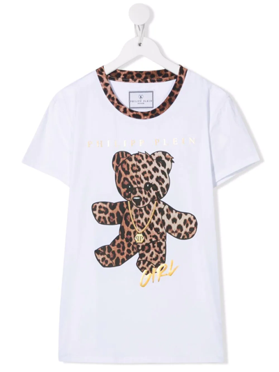 Philipp Plein Junior Teen Teddy-print T-shirt In Bianco