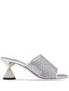 Miu Miu Calzature Donna Womens Slip On Open Toe Mule Sandals In Grey