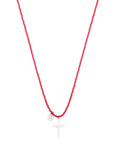 Undercover Cross Beaded Necklace In Red