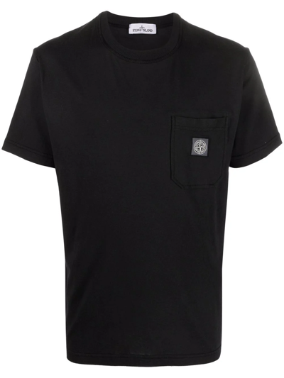 Stone Island Compass Patch Round-neck T-shirt In Black