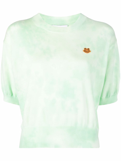 Kenzo Green Tie-dye Tiger Crest Short Sleeve Sweater