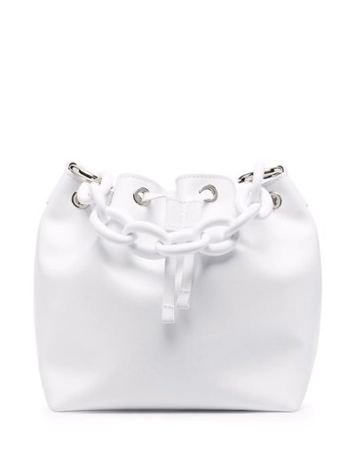 Msgm Chain-link Leather Bucket Bag In White