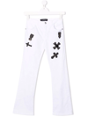 JOHN RICHMOND JUNIOR TEEN CRYSTAL-EMBELLISHED PATCH JEANS