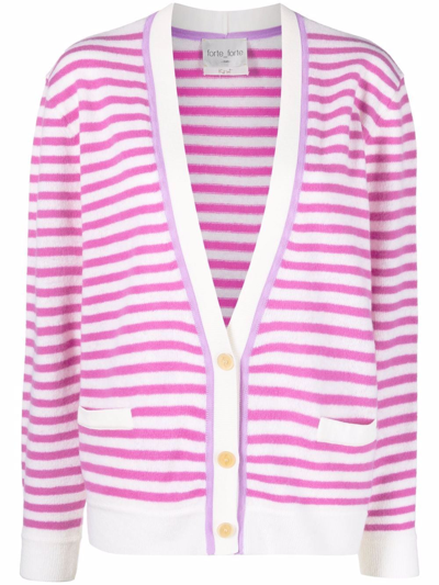 Forte Forte Cardigan A Righe Mariniere In Pink