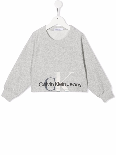 Calvin Klein Kids' Grey Sweatshirt For Girl With Logos