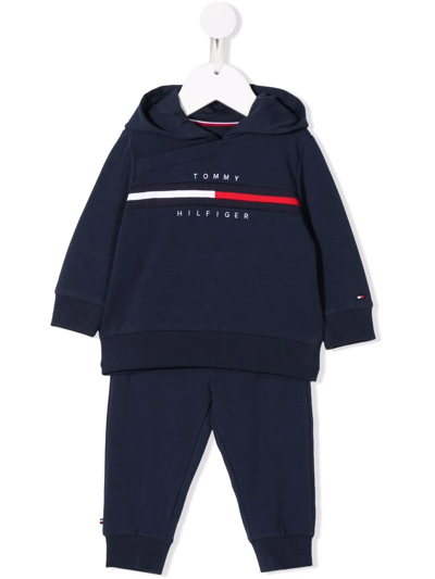 Tommy Hilfiger Junior Babies' Embroidered-logo Tracksuit Set In Blue
