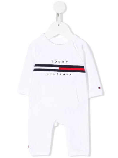 Tommy Hilfiger Junior Babies' Embroidered-logo Romper In White