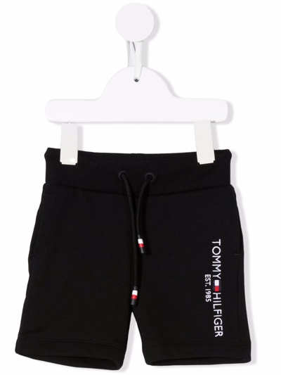 Tommy Hilfiger Junior Babies' Embroidered-logo Jersey Shorts In Black