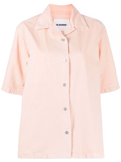 Jil Sander Short-sleeved Cotton Shirt In Pink