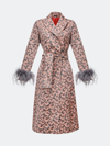 Andreeva Grey Jacqueline Coat №22 With Detachable Feathers Cuffs In Pink
