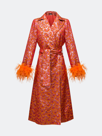 Andreeva Red Jacqueline Coat №22 With Detachable Feathers Cuffs