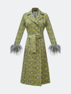 ANDREEVA ANDREEVA YELLOW JACQUELINE COAT №22 WITH DETACHABLE FEATHERS CUFFS