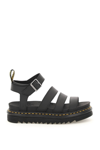 Dr. Martens' Dr. Martens Blair Sandal In Tumbled Leather With A Waxy Finish In Nero