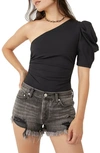 Free People Somethin Bout You So One Shoulder Bodysuit In Black