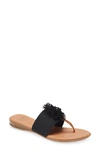 Andre Assous Novalee Womens Embellished Fringe Pom Thong Sandals In Black