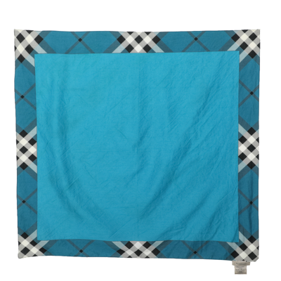 Pre-owned Burberry Blue Nova Check Bordered Cotton Handkerchief