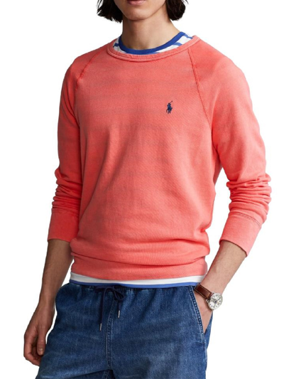 Polo Ralph Lauren Cotton Spa Terry Solid Crewneck Sweatshirt In Red