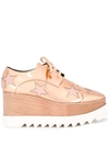 Stella Mccartney Elyse Embellished Cutout Faux Leather Platform Brogues In Pink