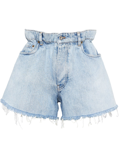 Miu Miu High-waisted Denim Shorts In Blue