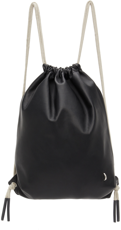 Rick Owens Black & Grey Drawstring Backpack In 0908 Black/pearl