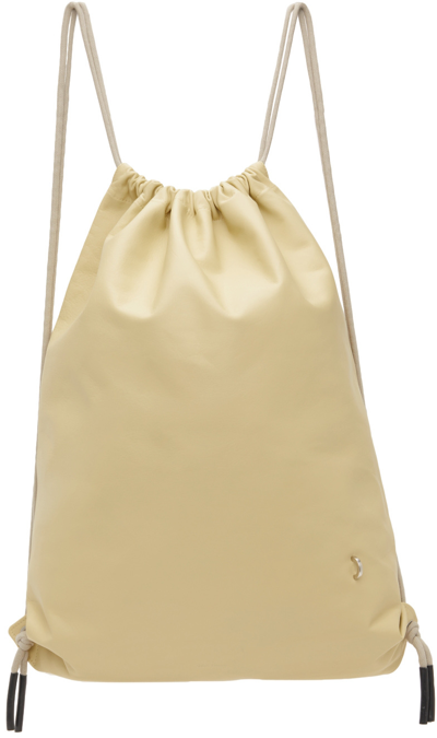 Rick Owens Beige & Grey Large Drawstring Backpack In 3208 Vanilla/pearl