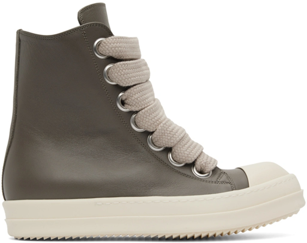 Rick Owens Grey Jumbo Laces High Sneakers In 34111 Dust/milk/milk