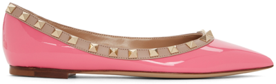 Valentino Garavani Pink Patent Rockstud Ballerina Flats In T71 Feminine/poudre