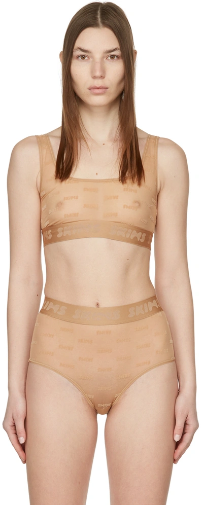 Skims Beige After Hours Bra In Ochre