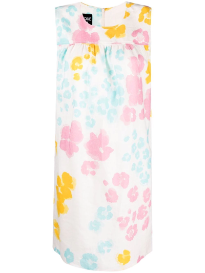 Boutique Moschino Floral-print Linen Dress In Weiss
