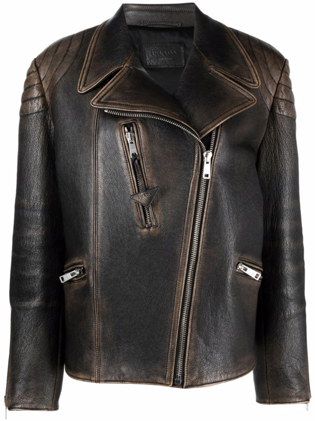 ジャケット PRADA Black Leather Jacket Prada Leather Jacket | Saks Fifth Avenue