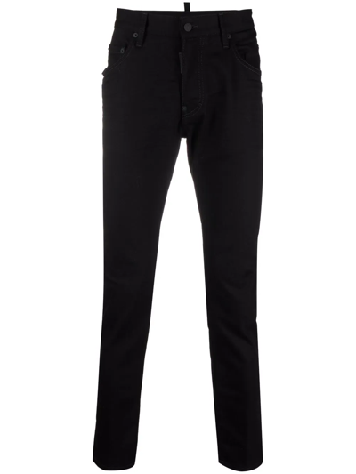 Dsquared2 Low-rise Logo Detailed Skinny Jeans In Black