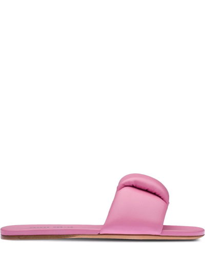 Miu Miu Puffy Leather Slides In Pink