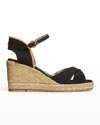 Stuart Weitzman Women's Mirela Suede Espadrille Wedge Sandals In Blacknatural