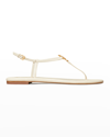 Tory Burch Capri T-strap Medallion Slingback Sandals In New Ivory