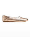 Jack Rogers Millie Sherpa-lined Mocassin Loafers In Platinum