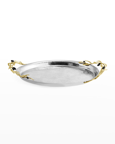 Michael Aram Olive Branch Serving Tray In Gold-tone