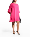 Caroline Rose Plus Size Julia Ruffle-sleeve Crepe Dress In Pink