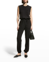 Atm Anthony Thomas Melillo High Torsion Cotton-jersey Jumpsuit In Black