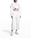 Adidas By Stella Mccartney Logo-print Cropped Track Pants In White