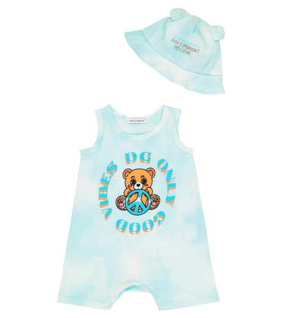 Dolce & Gabbana Baby Cotton Onesie And Hat Set In Onlygoodvibes F.azz.