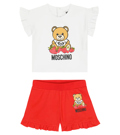 Moschino Multicolor Set For Baby Girl With Teddy Bear In Red