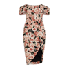 Lavish Alice Floral Print Pleat Off The Shoulder Corset Dress In Pink