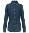 Polo Ralph Lauren Blue Shirt With Classic Collar And Pony Embroidery On The Front In Denim Woman In Blaine Wash